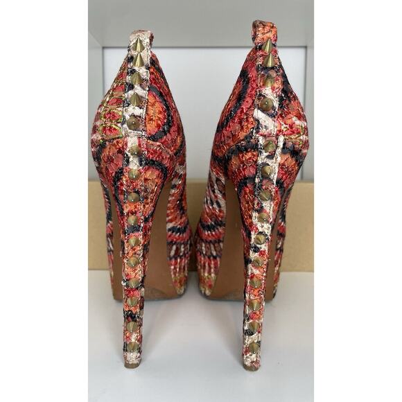Wild Pair Y2K Alaina Studded High Heel Stiletto Pink Orange Geometric Size 8 - Picture 6 of 12